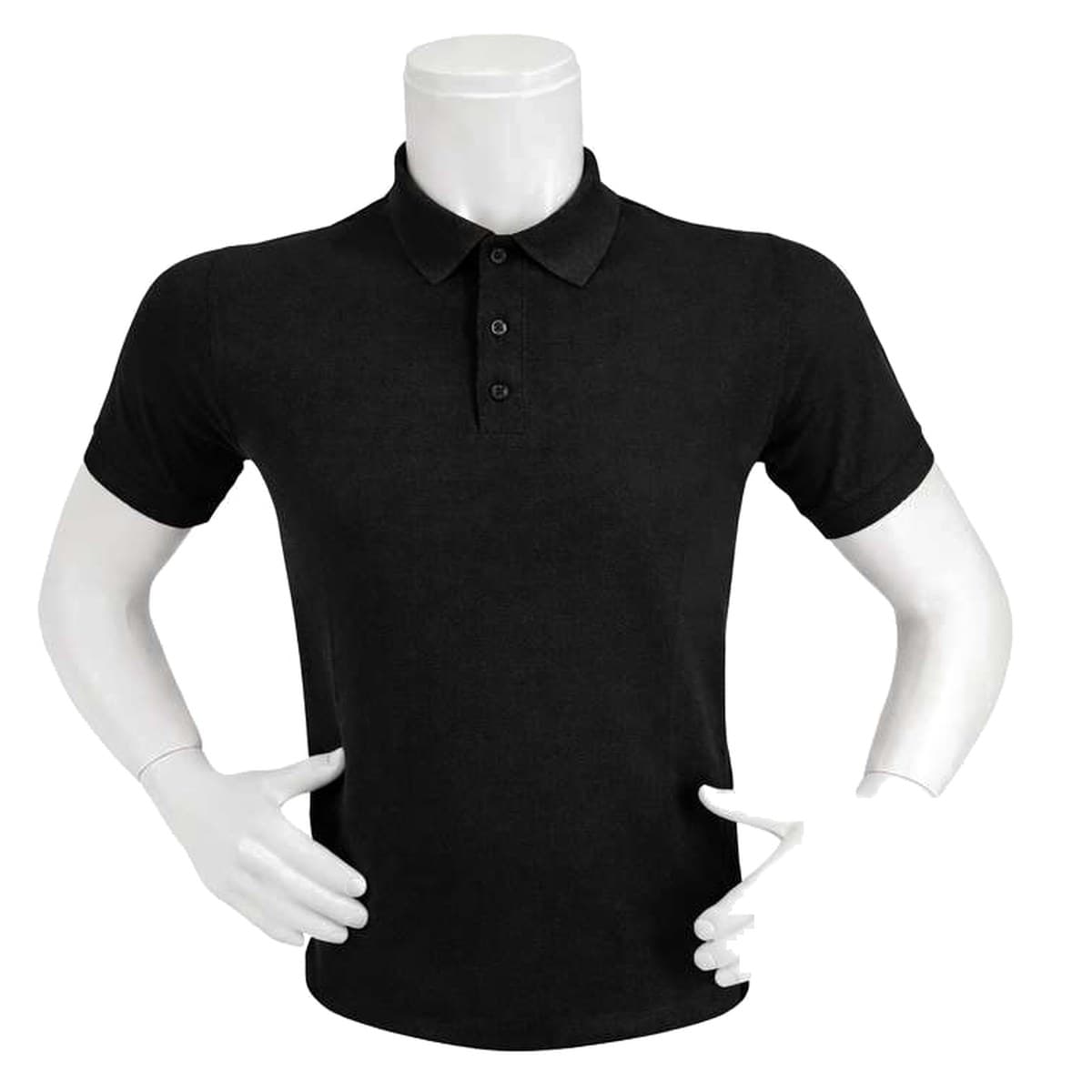 %50 Polyester %50 Penye Lacoste Kısakol Kolbantlı Polo — Siyah